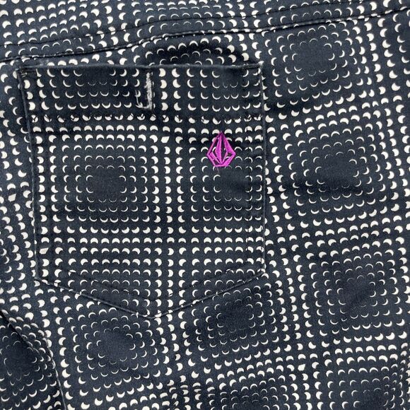 Volcom Chino Shorts Girls 7 Blue White Crescent Golf Blue Black Flat Front - Picture 5 of 12